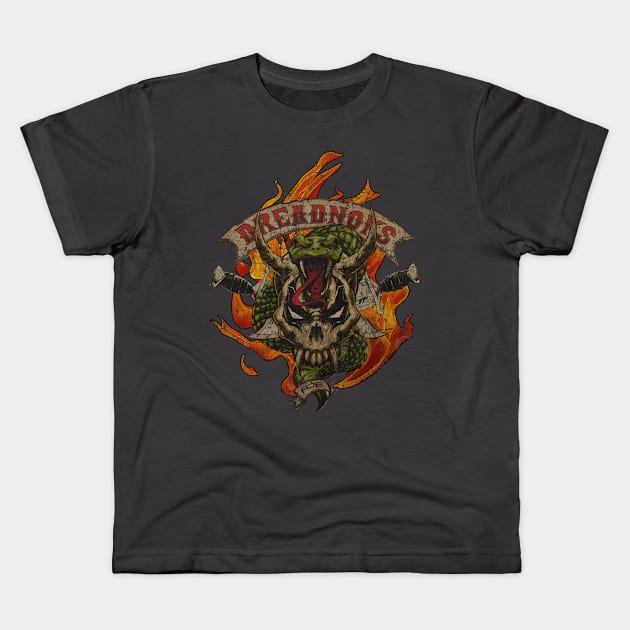 Dreadnoks Flaming Skull & Snake 1984 Kids T-Shirt by Thrift Haven505